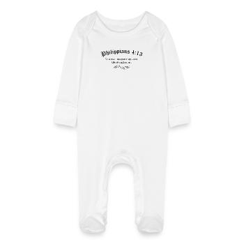 Philipper 4:13 - Baby Bio-Schlafanzug mit Kratzhandschuhen - Weiß - Vorne