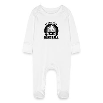 Blague de handballeur - Grenouillère bio avec gants Bébé - blanc - Devant