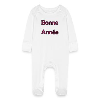 BONNE ANNEE. SAINT SYLVESTRE. NOUVELLE ANNÉE - Grenouillère bio avec gants Bébé - blanc - Devant