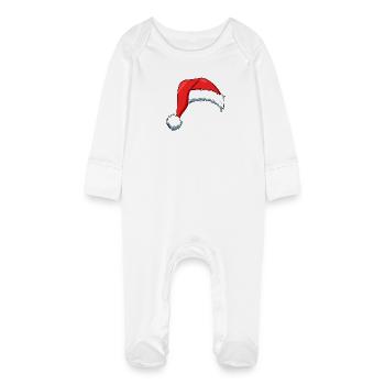 Chapeau de Père Noël - Grenouillère bio avec gants Bébé - blanc - Devant