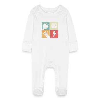 Connectors & Pastel Flashes - Baby Organic Sleepsuit with Scratch Mitts - white - Front