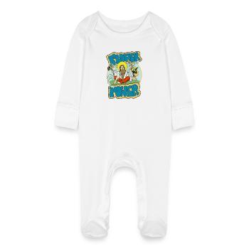 Flower Power - Baby Organic Sleepsuit with Scratch Mitts - white - Front