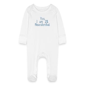 Yes I am 2% Neanderthal - Baby Organic Sleepsuit with Scratch Mitts - white - Front