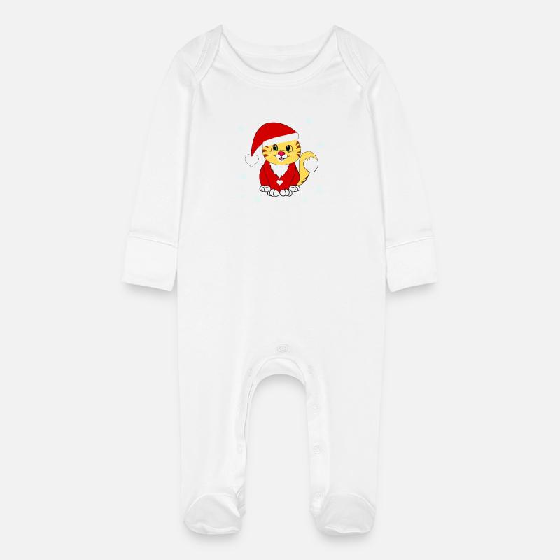 Gueule de bois de Noël - Grenouillère bio avec gants Bébé - blanc