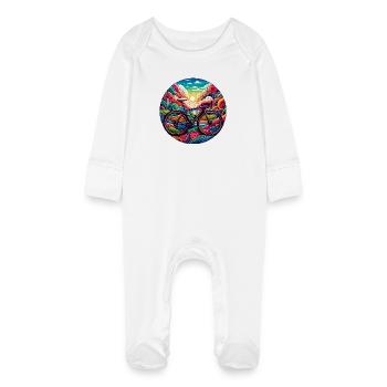 Cycle vif Rêve Paysage - Grenouillère bio avec gants Bébé - blanc - Devant