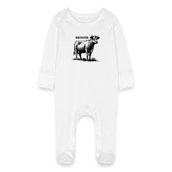 Eringer Kampfkuh – Stolz der Walliser Alpen - Baby Bio-Schlafanzug mit Kratzhandschuhen - Weiß - Vorne