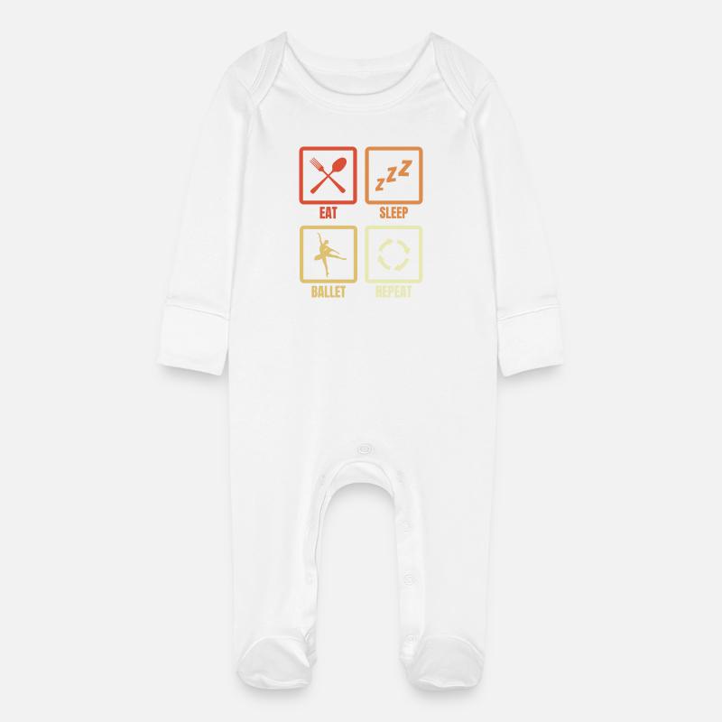 Manger dormir Ballet Répéter - Grenouillère bio avec gants Bébé - blanc