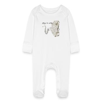 Conception de saxophone musical en notes - Grenouillère bio avec gants Bébé - blanc - Devant