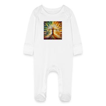 Heart Tree - Baby Organic Sleepsuit with Scratch Mitts - white - Front