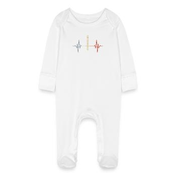 Flûte Heartbeat Retro - Grenouillère bio avec gants Bébé - blanc - Devant