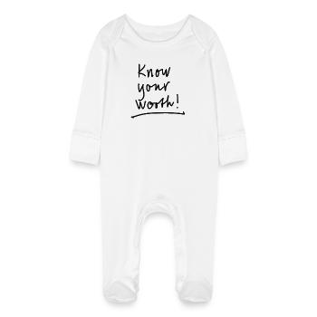 Sachez ce que vous valez - Grenouillère bio avec gants Bébé - blanc - Devant