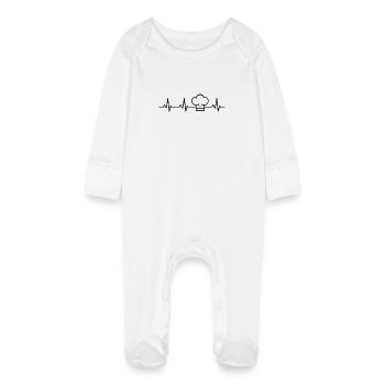 Chef's hat heart palpitations - Baby Organic Sleepsuit with Scratch Mitts - white - Front