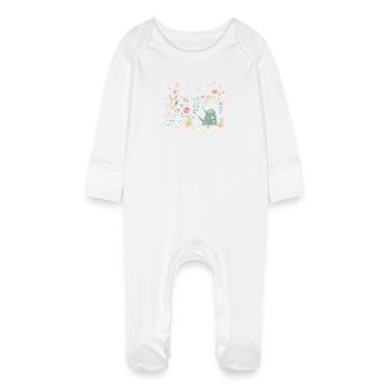 Laissez-le pousser des fleurs de jardin printanières - Grenouillère bio avec gants Bébé - blanc - Devant