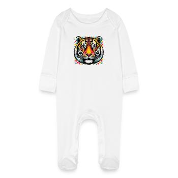 Tigre Pop Art - Grenouillère bio avec gants Bébé - blanc - Devant