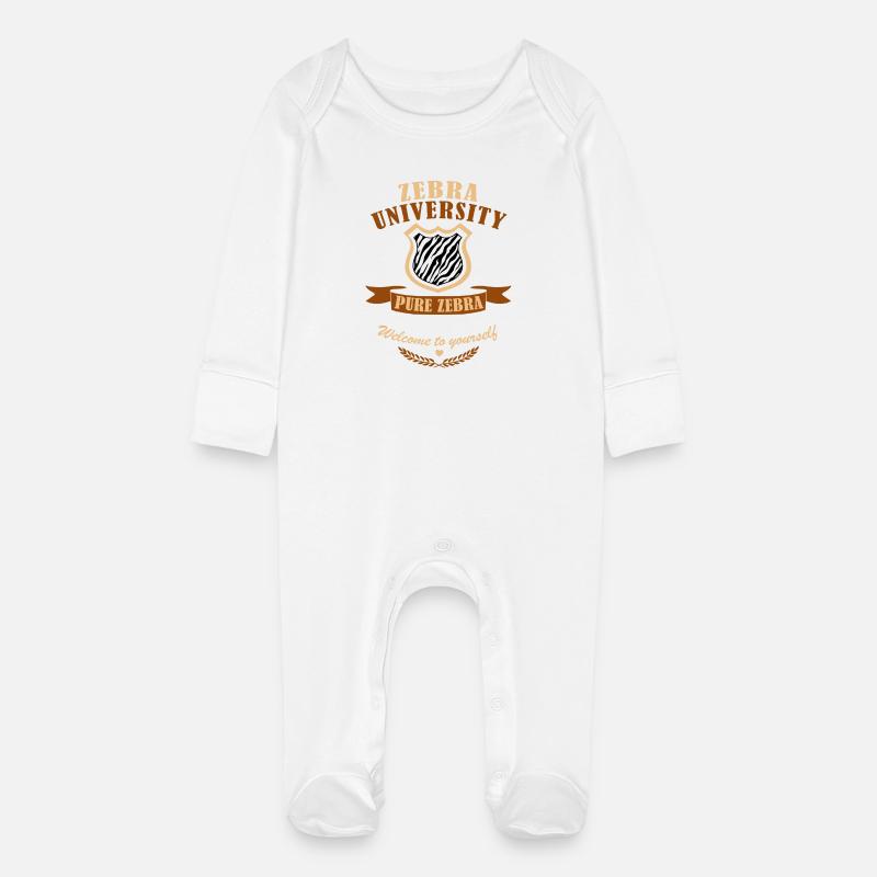 Zebra-Diplom - Baby Bio-Schlafanzug mit Kratzhandschuhen - Weiß
