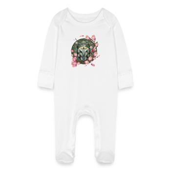 exotique africain effrayant crawly avec des magnolias - Grenouillère bio avec gants Bébé - blanc - Devant