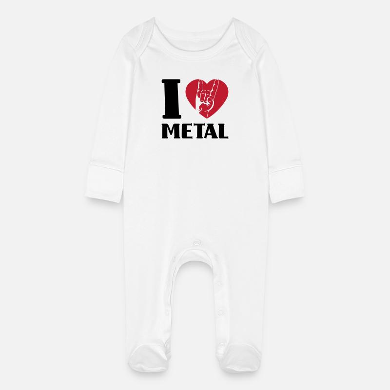 J’adore le métal - Grenouillère bio avec gants Bébé - blanc