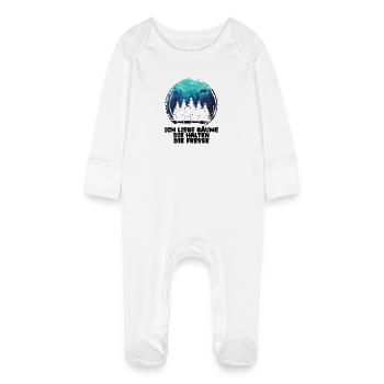 Forestry Statement Tree Lumberjack Wood Woodwork - Baby Organic Sleepsuit with Scratch Mitts - white - Front