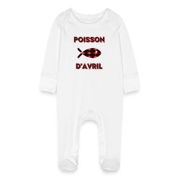 FISH. APRIL FOOL - Baby Organic Sleepsuit with Scratch Mitts - white - Front
