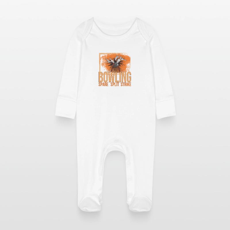 Bowling - Spare - Split - Strike Baby Bio-Schlafanzug mit Kratzhandschuhen