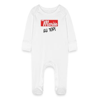 ZUKÜNFTIGE BRAUT. Junggesellinnenabschied. HOCHZEIT. MANNSCHAFT - Baby Bio-Schlafanzug mit Kratzhandschuhen - Weiß - Vorne