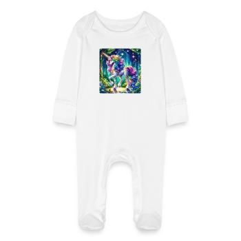 Fantaisie Licorne Chevaux Fans Licorne Amoureux - Grenouillère bio avec gants Bébé - blanc - Devant