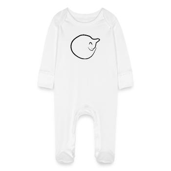 Dessin de chat - Grenouillère bio avec gants Bébé - blanc - Devant