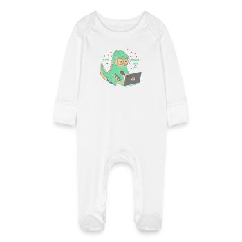 Love 💘 I frog amoi mai AI - Baby Organic Sleepsuit with Scratch Mitts - white - Front