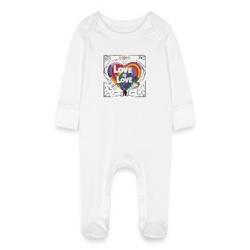 Love is Love – LGBTQIA+ Pride Herz Design - Baby Bio-Schlafanzug mit Kratzhandschuhen - Weiß - Vorne