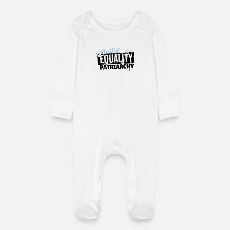 Promoting equality instead of patriarchy - Baby Organic Sleepsuit with Scratch Mitts - white