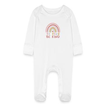 Soyez gentil ASL III - Langue des signes québécoise - Grenouillère bio avec gants Bébé - blanc - Devant