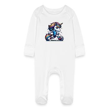 Fans de licornes de football Licornes de football Licorne - Grenouillère bio avec gants Bébé - blanc - Devant