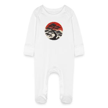 Asian Landscape - Baby Organic Sleepsuit with Scratch Mitts - white - Front