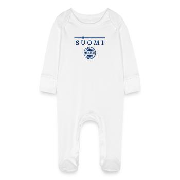Flag of Finland, Finnish pride - Baby Organic Sleepsuit with Scratch Mitts - white - Front