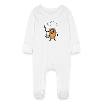 Pomme de terre Cuisiniers Cuisiniers Cuisinier Louche à soupe - Grenouillère bio avec gants Bébé - blanc - Devant