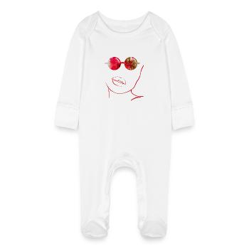 Abstrakte Kunst mit Sonnenbrille und roten Lippen - Baby Bio-Schlafanzug mit Kratzhandschuhen - Weiß - Vorne