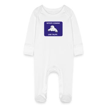 Short-sighted as a mole - Baby Organic Sleepsuit with Scratch Mitts - white - Front
