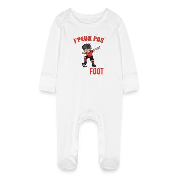 J´Peux Pas J´Ai Foot Football Enfant Garçon - Grenouillère bio avec gants Bébé - blanc - Devant