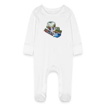 Watercolor Map Paraguay - Baby Organic Sleepsuit with Scratch Mitts - white - Front