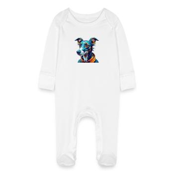 lévrier chien race dessin animé coloré kawaii - Grenouillère bio avec gants Bébé - blanc - Devant