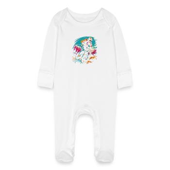 Mountain biking - Baby Organic Sleepsuit with Scratch Mitts - white - Front