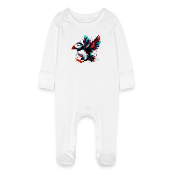 Puffin - Baby Organic Sleepsuit with Scratch Mitts - white - Front
