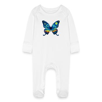 Butterfly - Baby Organic Sleepsuit with Scratch Mitts - white - Front