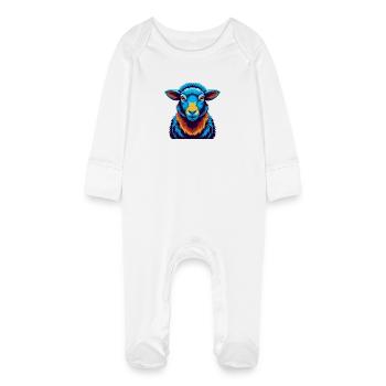 Sheep Colorful Kawaii Cartoon Character Clipart - Baby Organic Sleepsuit with Scratch Mitts - white - Front