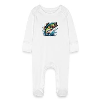 Big Bass - Baby Organic Sleepsuit with Scratch Mitts - white - Front