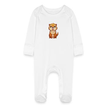 loutre mignon personnage de dessin animé Kawaii Clipart - Grenouillère bio avec gants Bébé - blanc - Devant