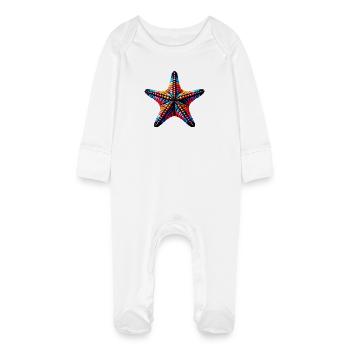 Étoile de mer - Grenouillère bio avec gants Bébé - blanc - Devant