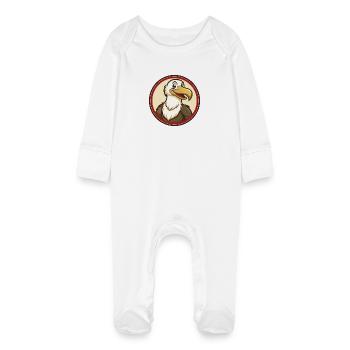 Albatross Colorful Kawaii Cartoon Character Pet - Baby Organic Sleepsuit with Scratch Mitts - white - Front