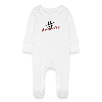 Breezify hatch tag slogan - Baby Organic Sleepsuit with Scratch Mitts - white - Front