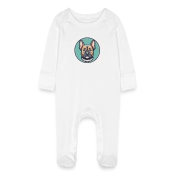 Braque Dauvergne Dog Breed Cartoon Kawaii Clipart - Baby Organic Sleepsuit with Scratch Mitts - white - Front
